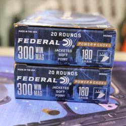 Lot de 2 boite de balles Federal Power Shok 180g .300Win Mag