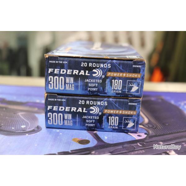 Lot de 2 boite de balles Federal Power Shok 180g .300Win Mag