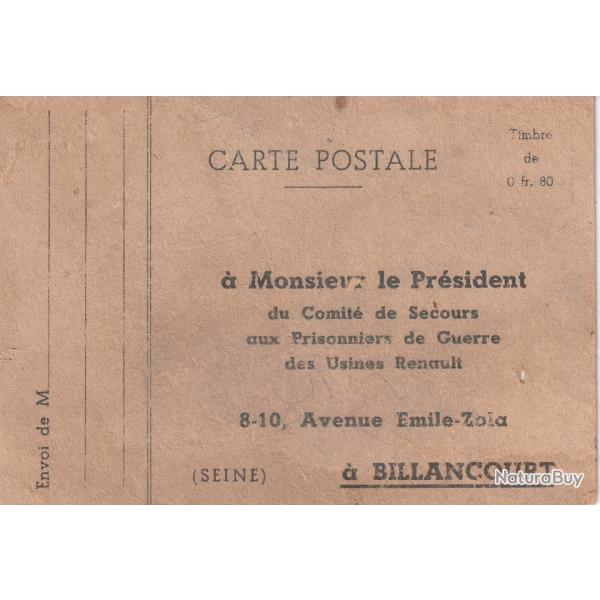 CPA - MILITARIA - Comit� de Secours aux Prisonniers de Guerre des Usines RENAULT