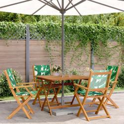 Ensemble &agrave; manger de jardin 5 pcs motif de feuilles tissu bois