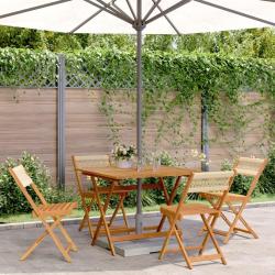 Ensemble &agrave; manger de jardin 5pcs beige polypropyl&egrave;ne et bois