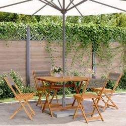 Ensemble &agrave; manger de jardin 5pcs gris polypropyl&egrave;ne bois massif