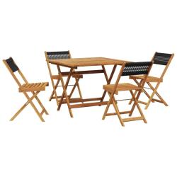 Ensemble &agrave; manger de jardin 5pcs noir polypropyl&egrave;ne bois massif