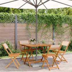 Ensemble &agrave; manger de jardin 5 pcs beige tissu et bois massif