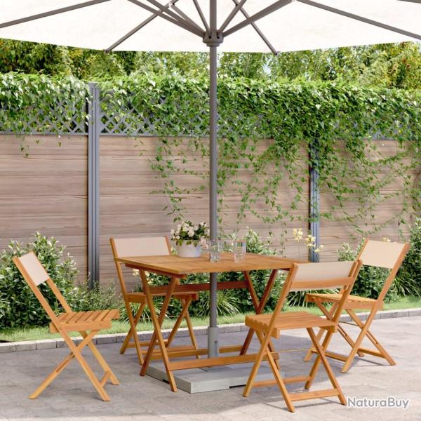 Ensemble � manger de jardin 5 pcs beige tissu et bois massif