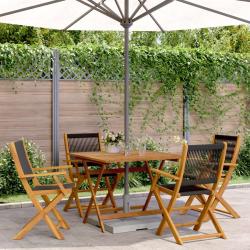 Ensemble &agrave; manger de jardin 5pcs noir polypropyl&egrave;ne bois massif