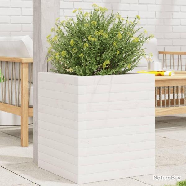 Jardini�re blanc 40x40x46 cm bois de pin massif