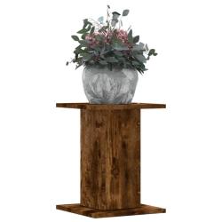 Supports pour plantes 2 pcs ch&ecirc;ne fum&eacute; bois d'ing&eacute;nierie