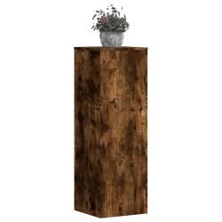 Supports pour plantes 2 pcs ch&ecirc;ne fum&eacute; bois d'ing&eacute;nierie