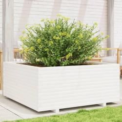 Jardini&egrave;re blanc 110x110x49,5 cm bois de pin massif