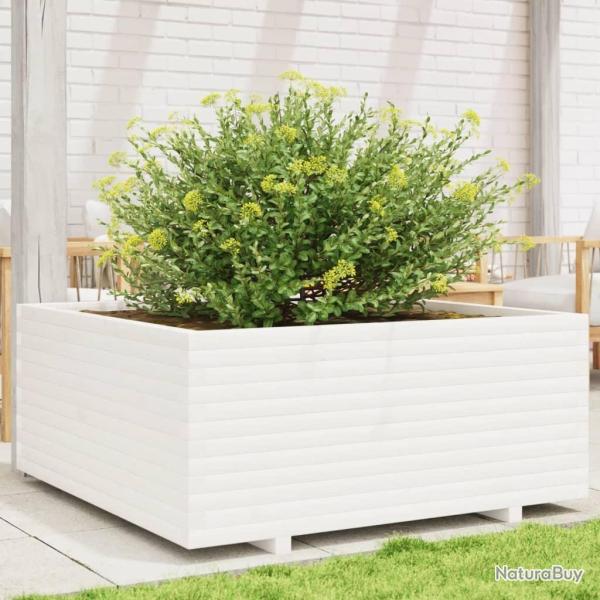 Jardini�re blanc 110x110x49,5 cm bois de pin massif