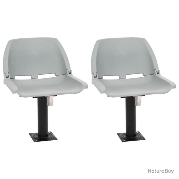 Ensemble de si�ges de bateau pliables 4 pcs sans coussin gris