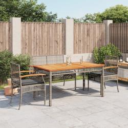 Ensemble &agrave; manger jardin 4pcs et coussins Gris R&eacute;sine tress&eacute;e
