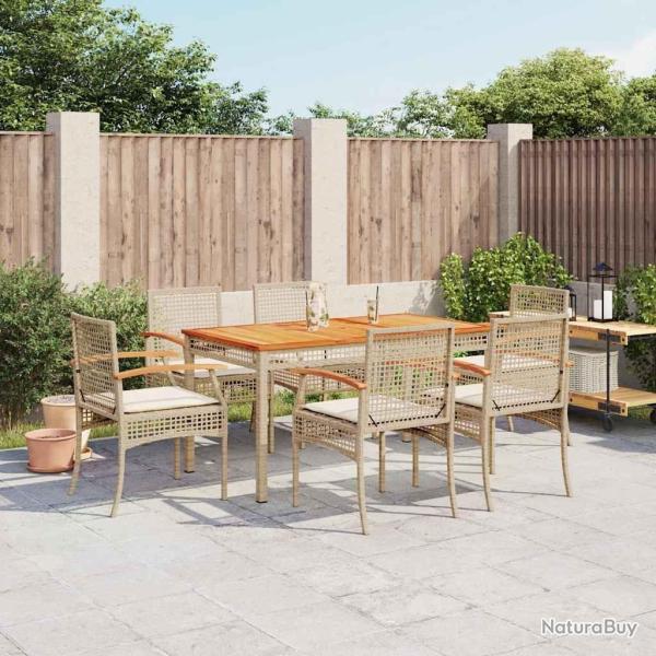 Ensemble � manger de jardin et coussins 7 pcs beige poly rotin