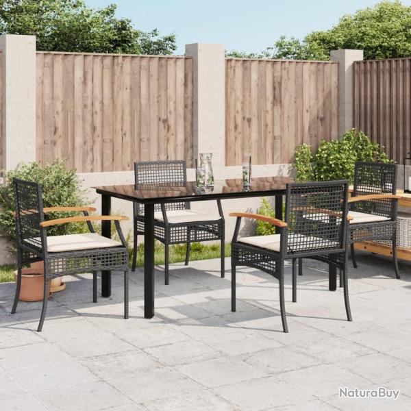 Ensemble � manger de jardin coussins 5pcs Noir R�sine tress�e
