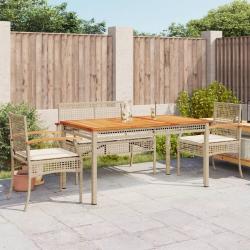 Ensemble &agrave; manger de jardin avec coussins 5pcs Beige poly rotin