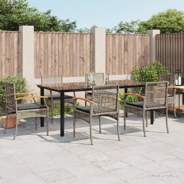 Ensemble � manger de jardin et coussins 7 pcs gris rotin