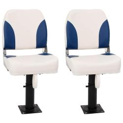 Si&egrave;ge de bateau pliable lot de 2 bleu et blanc