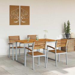 Ensemble de salle &agrave; manger pour jardin 5 pcs Gris