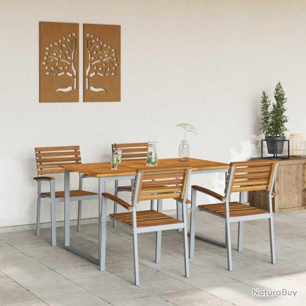 Ensemble de salle � manger pour jardin 5 pcs Gris