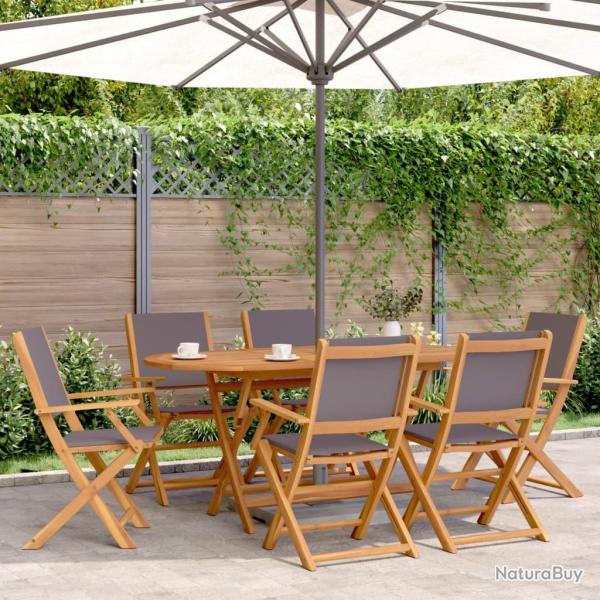 Ensemble � manger de jardin 7 pcs anthracite tissu bois massif