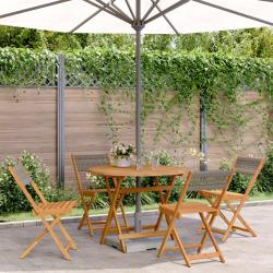 Ensemble &agrave; manger de jardin 5pcs gris polypropyl&egrave;ne bois massif