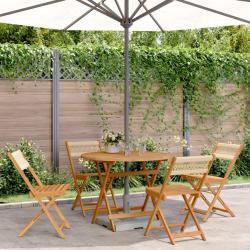 Ensemble &agrave; manger de jardin 5pcs beige polypropyl&egrave;ne et bois