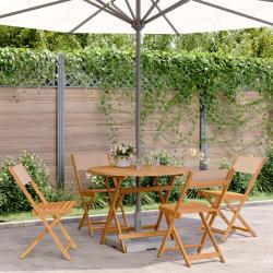 Ensemble &agrave; manger de jardin 5 pcs taupe tissu et bois massif