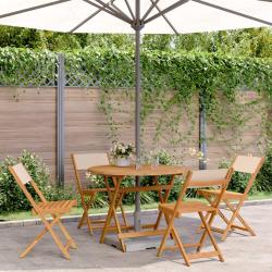 Ensemble &agrave; manger de jardin 5 pcs beige tissu et bois massif