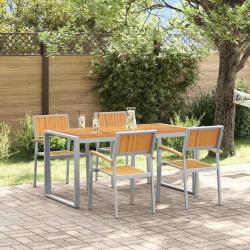 Ensemble de salle &agrave; manger pour jardin 5 pcs Gris