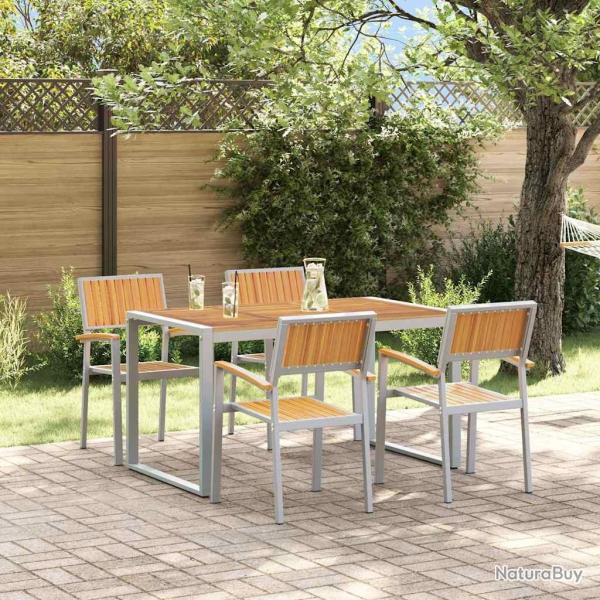 Ensemble de salle � manger pour jardin 5 pcs Gris