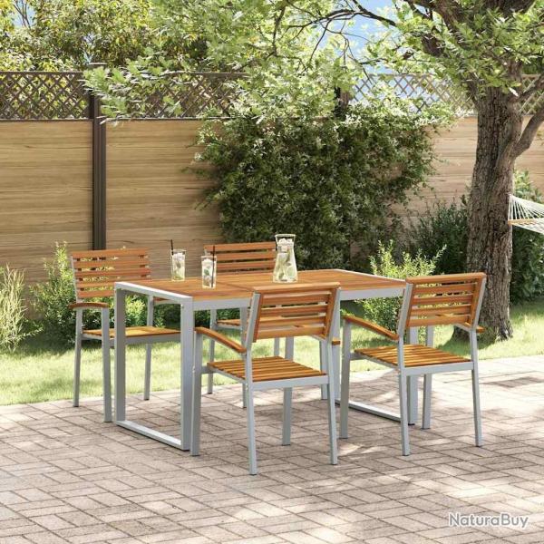 Ensemble de salle � manger pour jardin 5 pcs Gris