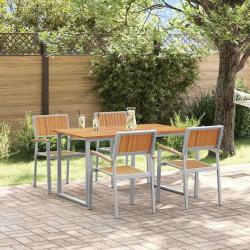 Ensemble de salle &agrave; manger pour jardin 5 pcs Gris
