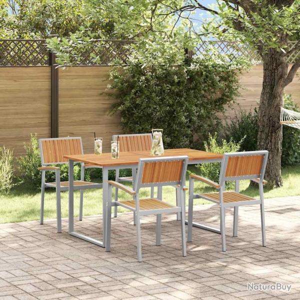 Ensemble de salle � manger pour jardin 5 pcs Gris