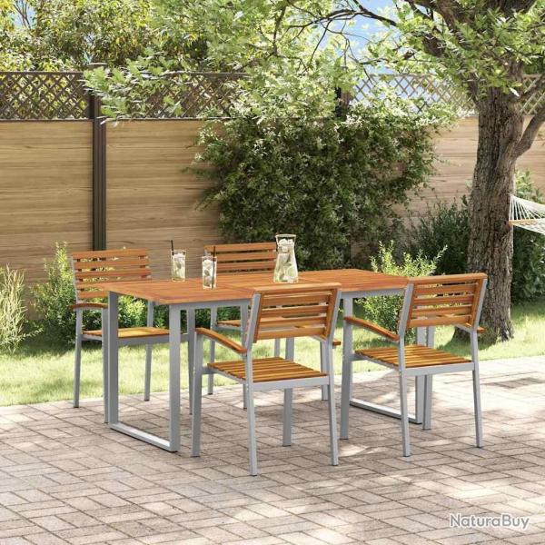 Ensemble de salle � manger pour jardin 5 pcs Gris