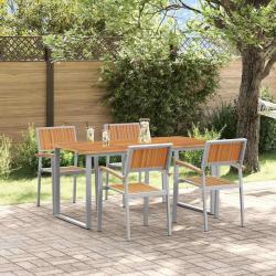 Ensemble de salle &agrave; manger pour jardin 5 pcs Gris