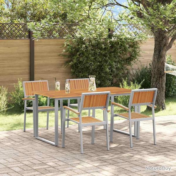 Ensemble de salle � manger pour jardin 5 pcs Gris
