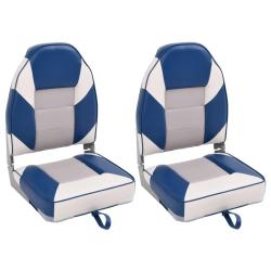 Si&egrave;ges de bateau pliables lot de 2 &agrave; dossier haut 39x43x58 cm