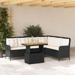 Canap&eacute;s de jardin 2 pcs avec coussins Noir R&eacute;sine tress&eacute;e