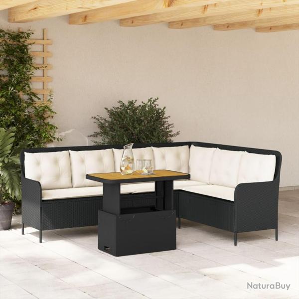 Canap�s de jardin 2 pcs avec coussins Noir R�sine tress�e
