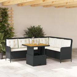 Canap&eacute;s de jardin 2 pcs avec coussins Noir R&eacute;sine tress&eacute;e