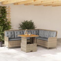 Salon de jardin avec coussins 2 pcs beige r&eacute;sine tress&eacute;e