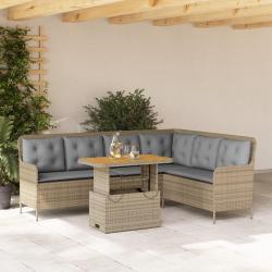 Salon de jardin avec coussins 2 pcs beige r&eacute;sine tress&eacute;e