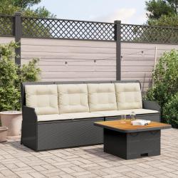 Salon de jardin 3 pcs avec coussins Noir R&eacute;sine tress&eacute;e