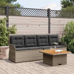 Salon de jardin 3 pcs avec coussins Gris R&eacute;sine tress&eacute;e