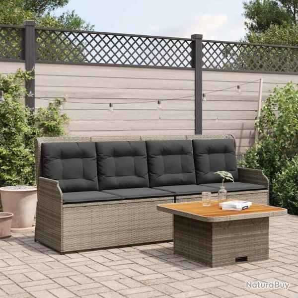 Salon de jardin 3 pcs avec coussins Gris R�sine tress�e