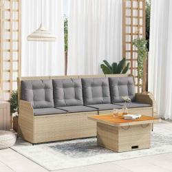 Salon de jardin avec coussins 3 pcs beige r&eacute;sine tress&eacute;e