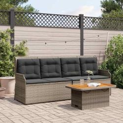 Salon de jardin 3 pcs avec coussins Gris R&eacute;sine tress&eacute;e