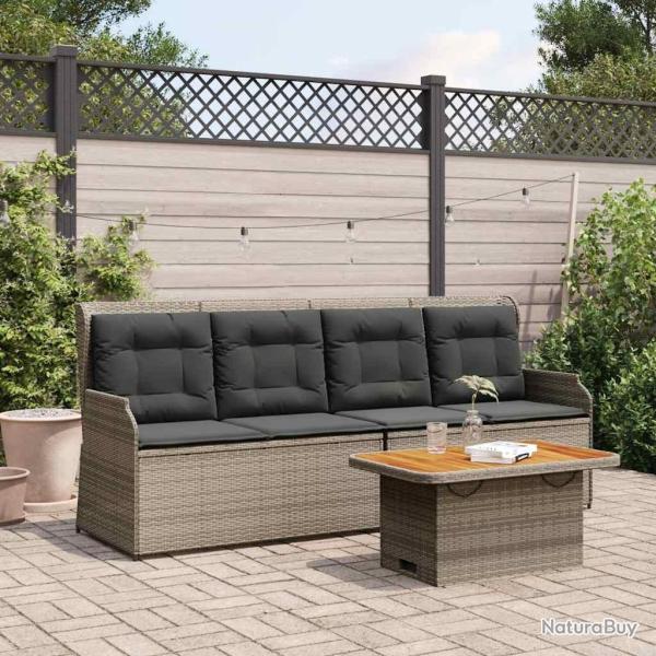 Salon de jardin 3 pcs avec coussins Gris R�sine tress�e