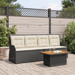 Salon de jardin 3 pcs avec coussins Noir R&eacute;sine tress&eacute;e